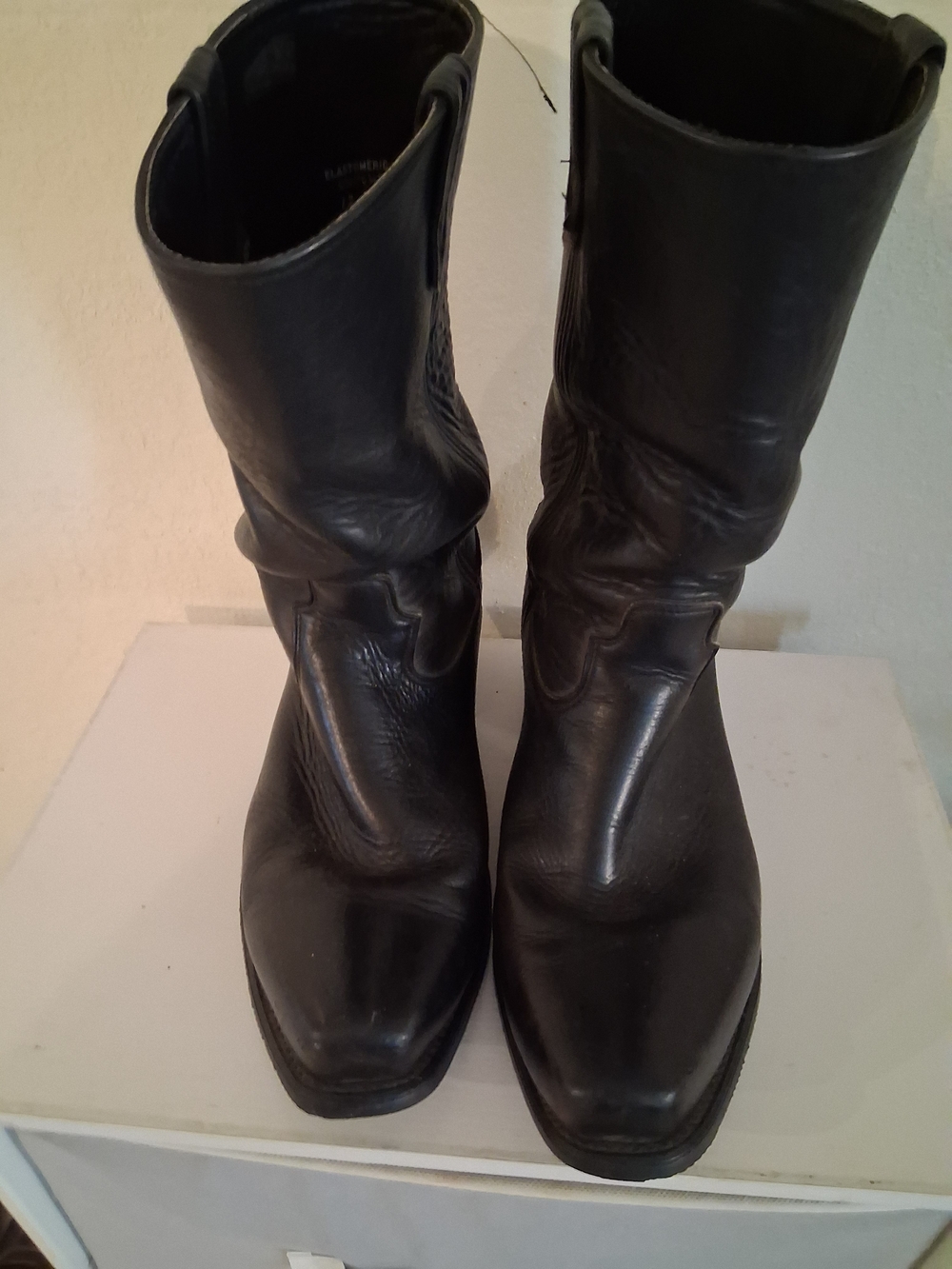 Classic Black Leather Mid-Calf Mens Size 12 Boots
